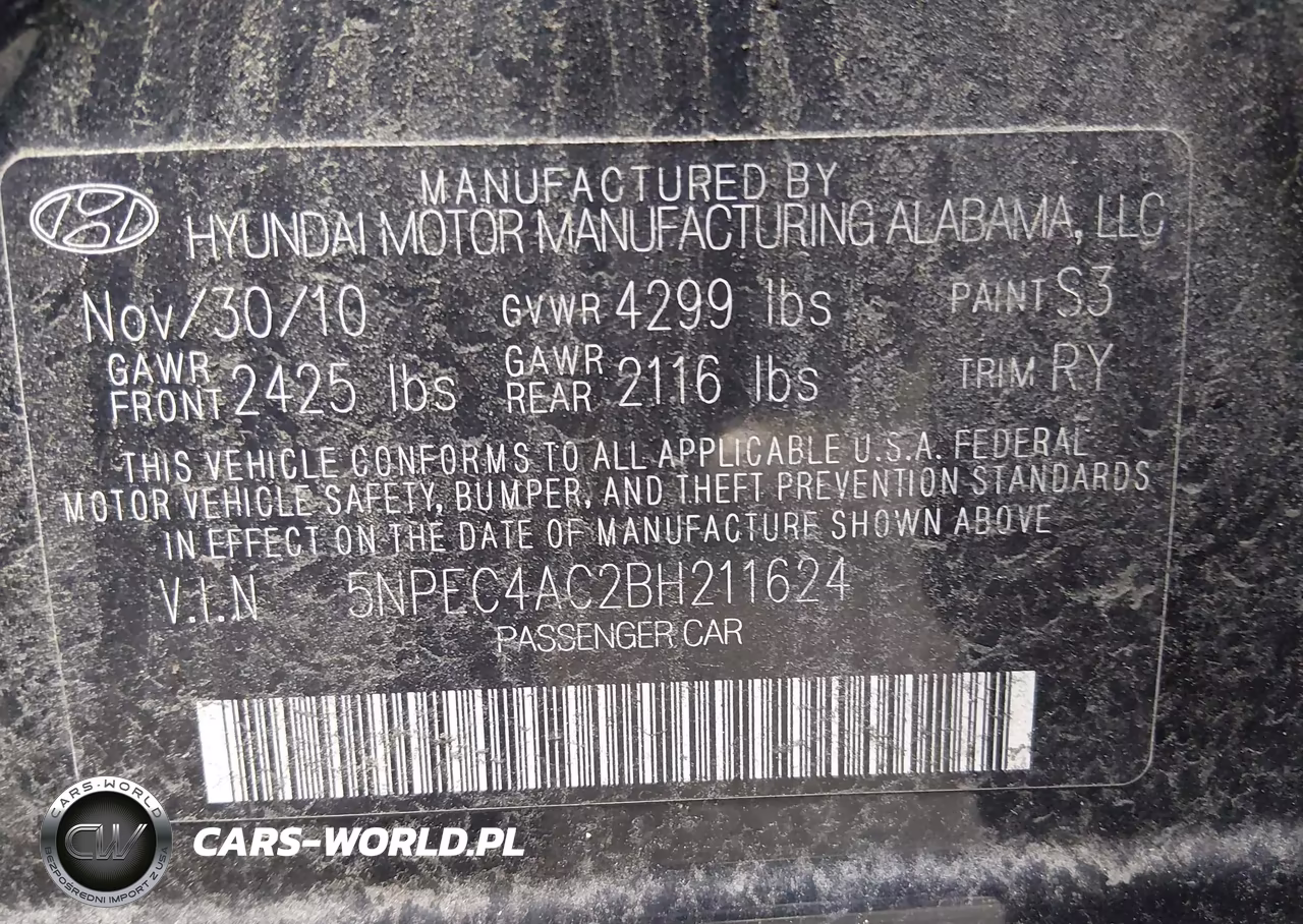 2011 Hyundai Sonata Se VIN:5NPEC4AC2BH211624 - 9