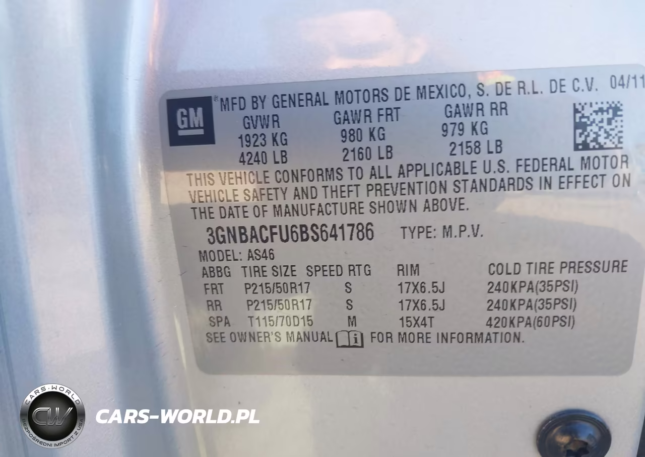 2011 Chevrolet Hhr Lt VIN:3GNBACFU6BS641786 - 9