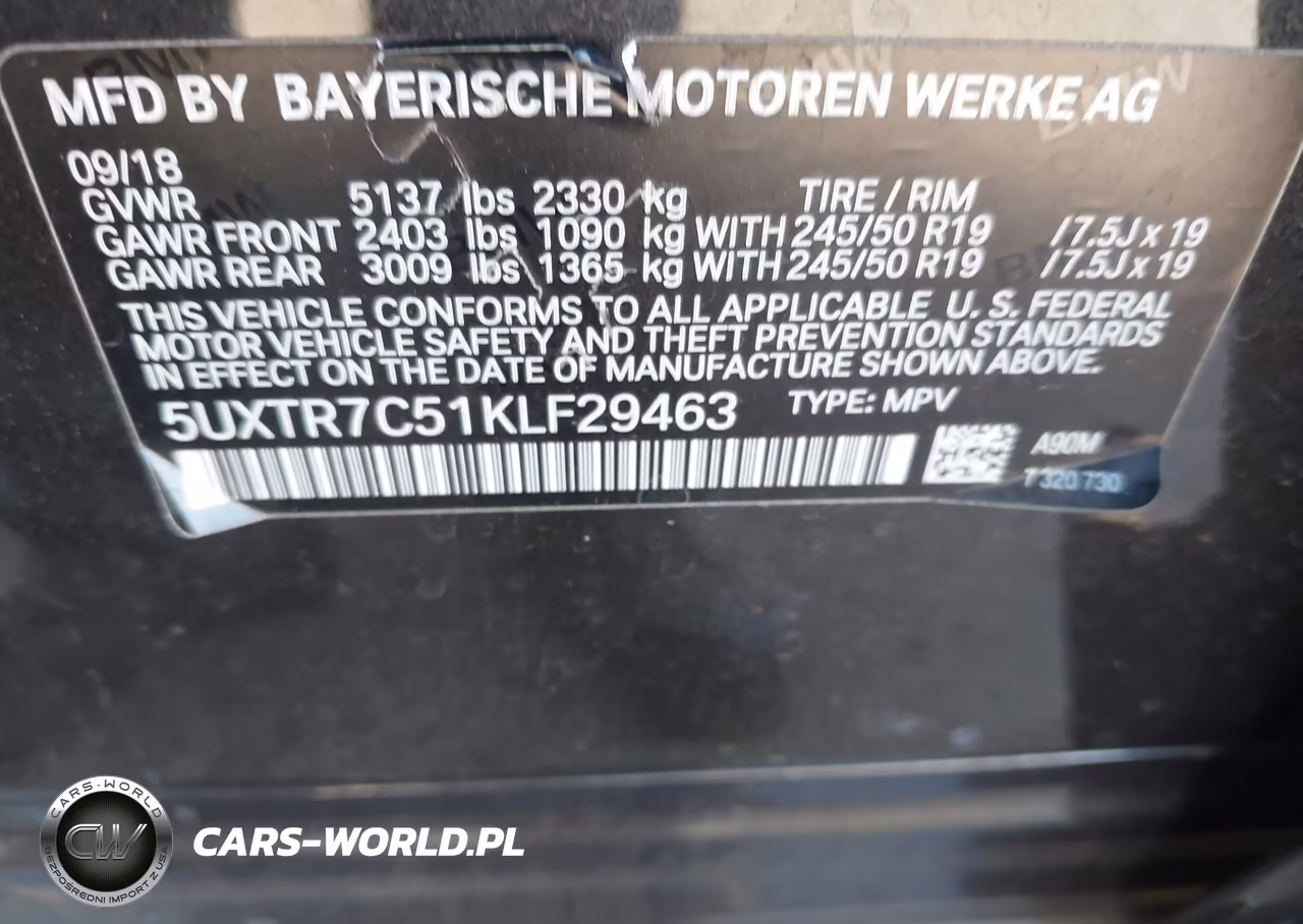 2019 BMW X3 Sdrive30I VIN:5UXTR7C51KLF29463 - 9