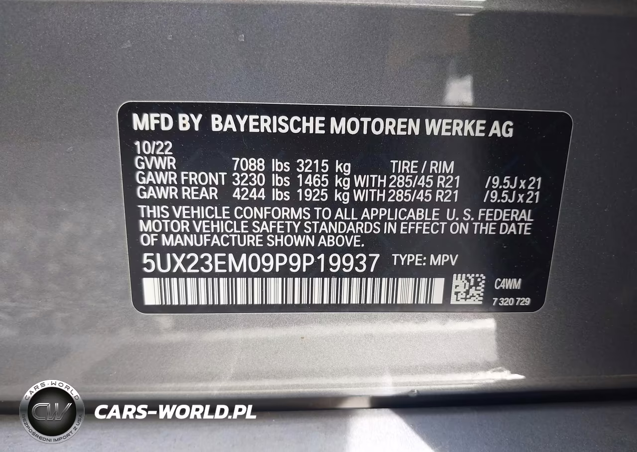 2023 BMW X7 xDrive40I VIN:5UX23EM09P9P19937 - 9