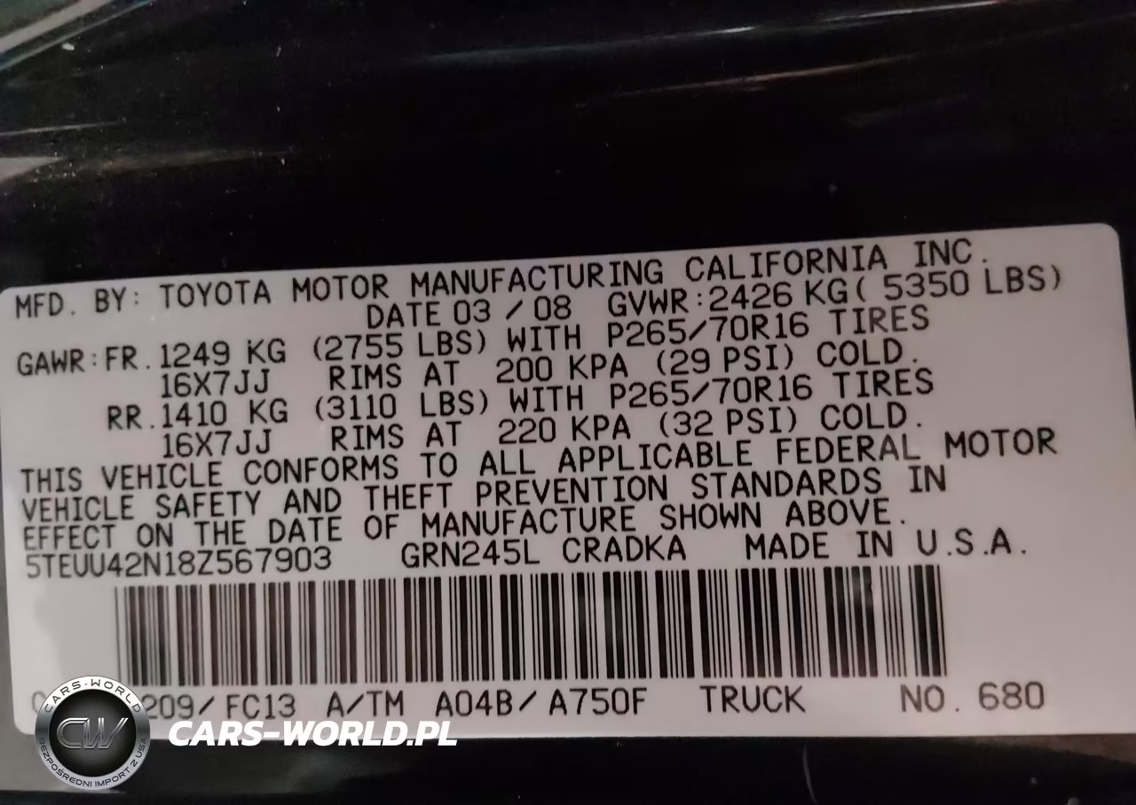 2008 Toyota Tacoma Base V6 VIN:5TEUU42N18Z567903 - 9