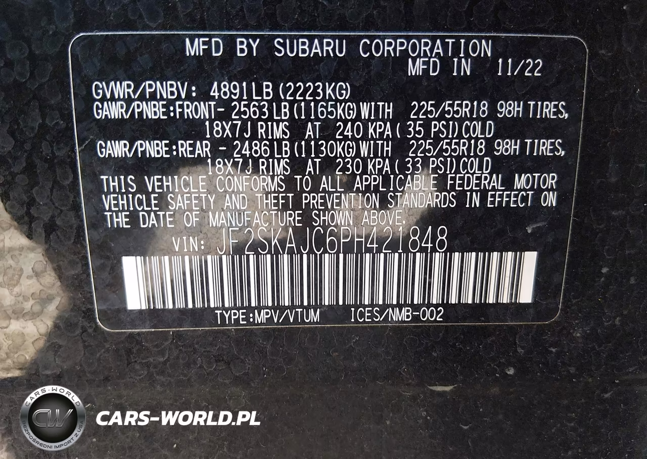 2023 Subaru Forester Sport VIN:JF2SKAJC6PH421848 - 9