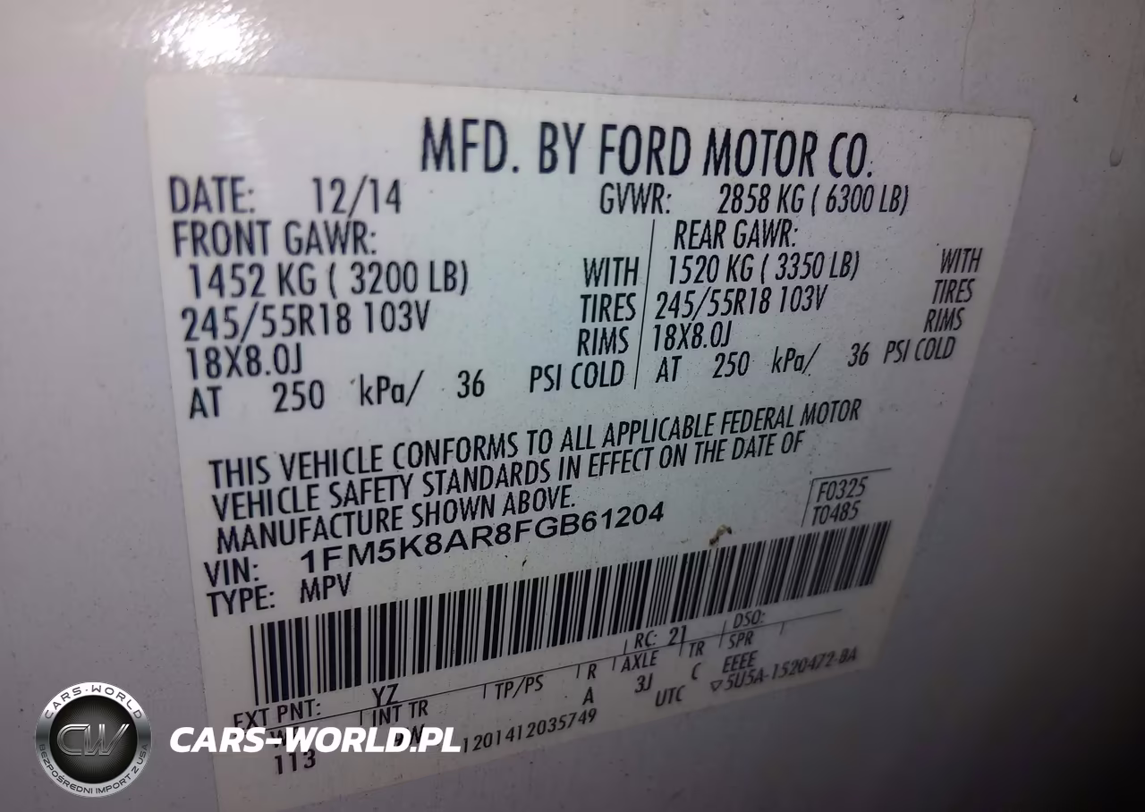2015 Ford Utility Police Interceptor VIN:1FM5K8AR8FGB61204 - 9