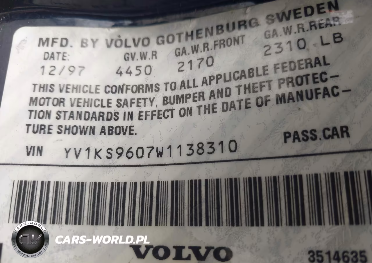 1998 Volvo S90 VIN:YV1KS9607W1138310 - 9