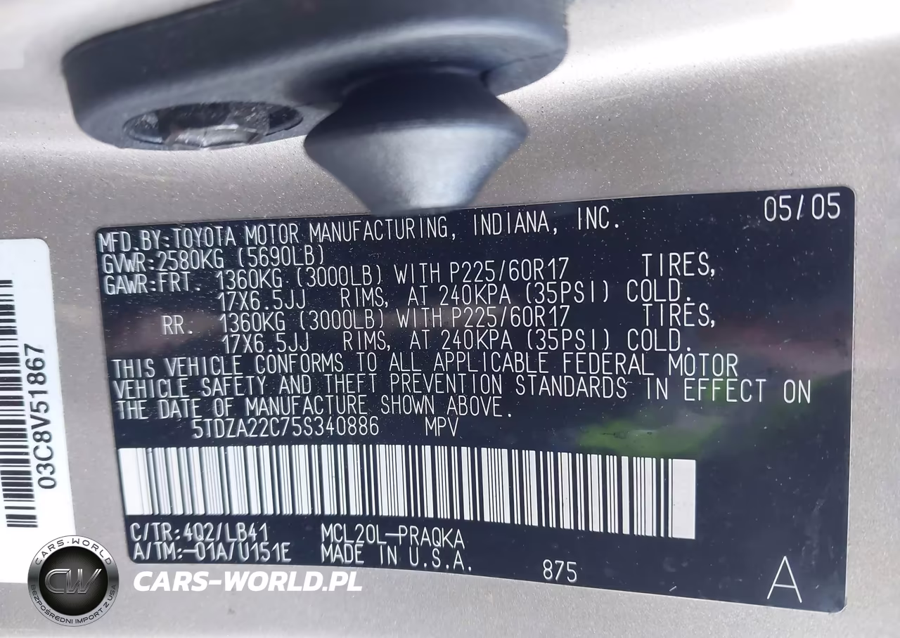 2005 Toyota Sienna Xle Limited VIN:5TDZA22C75S340886 - 9