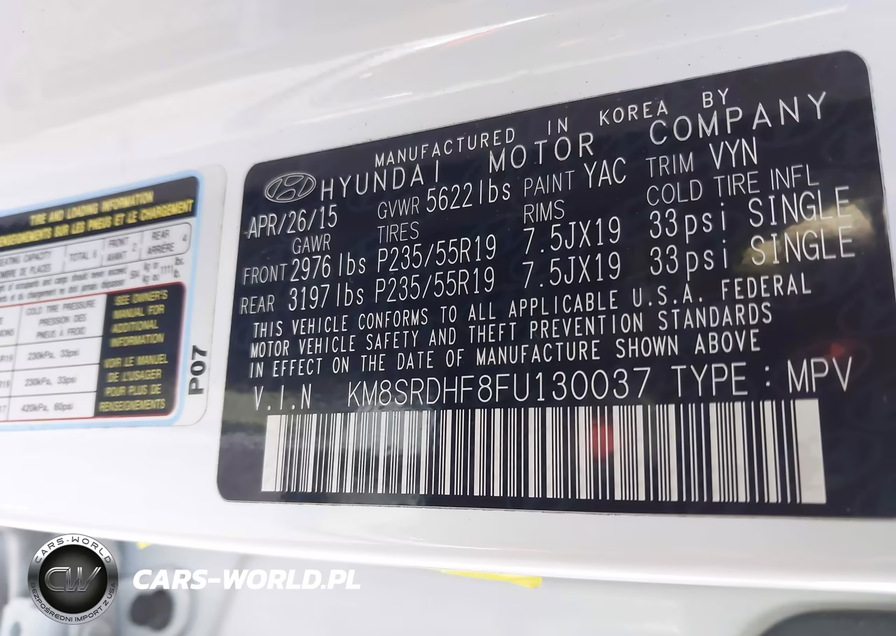 2015 Hyundai Santa Fe Limited VIN:KM8SRDHF8FU130037 - 9