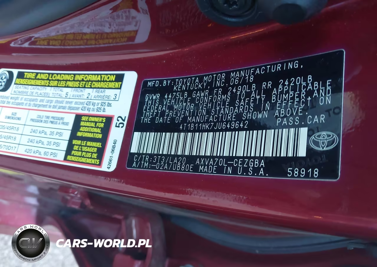 2018 Toyota Camry Xle VIN:4T1B11HK7JU649642 - 9