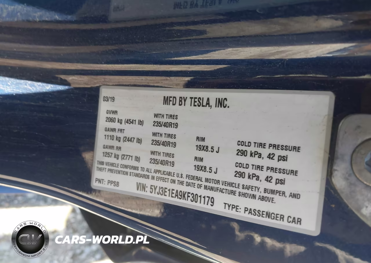2019 Tesla Model 3 Long Range-Mid Range-Standard Range-Standard Range Plus VIN:5YJ3E1EA9KF301179 - 9