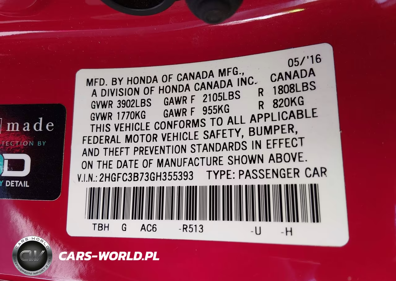 2016 Honda Civic Ex-L VIN:2HGFC3B73GH355393 - 9