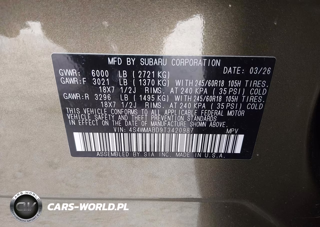 2026 Subaru Ascent Premium 7-Passenger VIN:4S4WMABD9T3420987 - 9