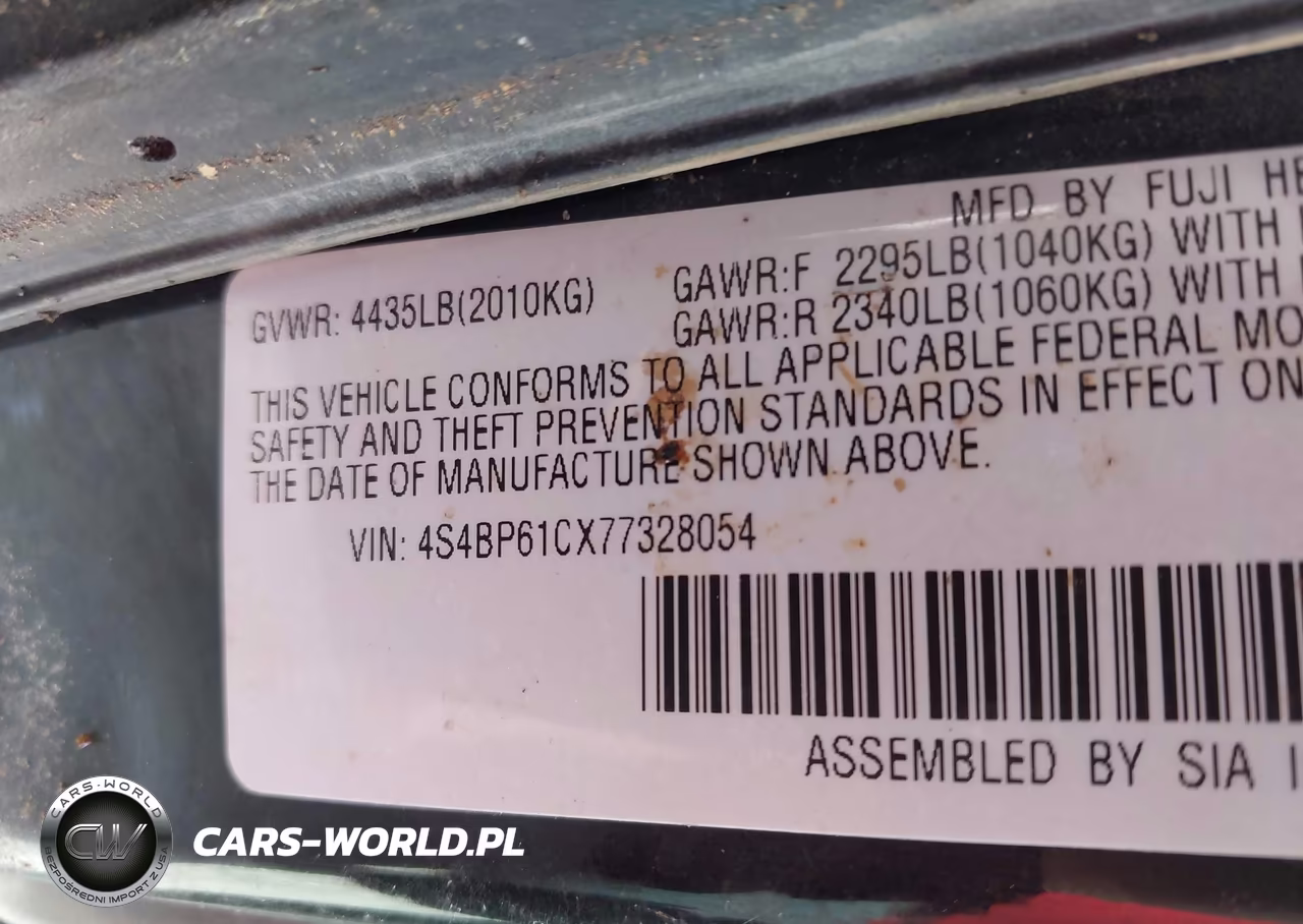 2007 Subaru Outback 2.5I VIN:4S4BP61CX77328054 - 9