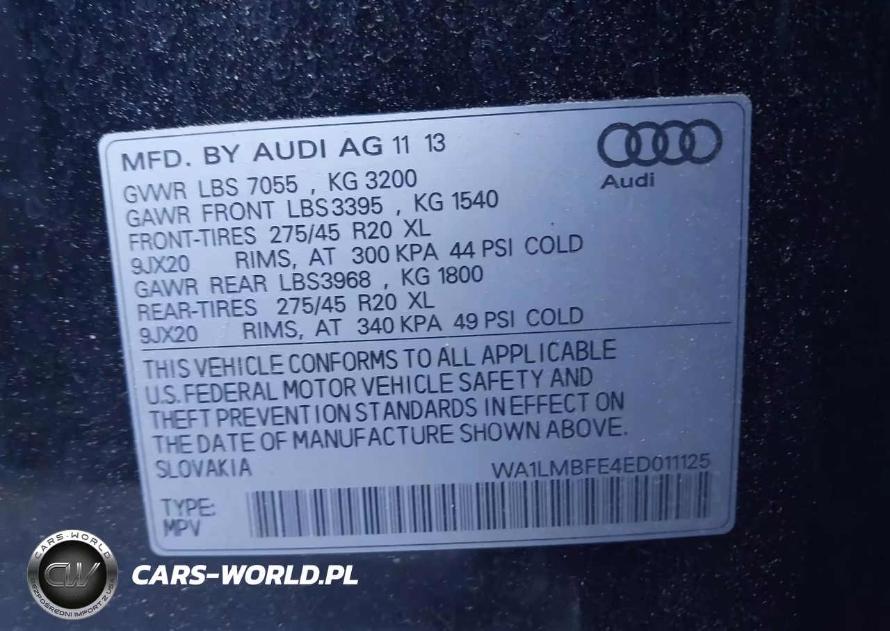 2014 Audi Q7 3.0 Tdi Premium VIN:WA1LMBFE4ED011125 - 9