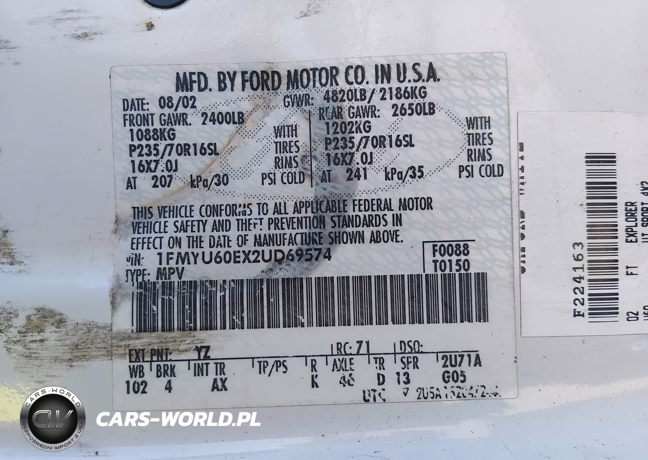 2002 Ford Explorer Sport VIN:1FMYU60EX2UD69574 - 9