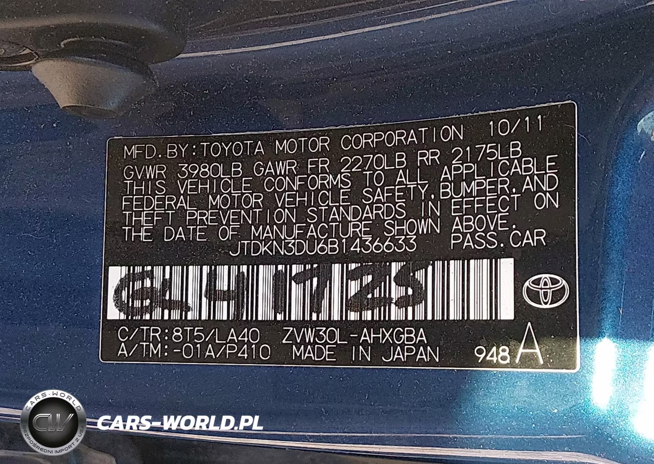 TOYOTA PRIUS VIN:JTDKN3DU6B1436633 - 9