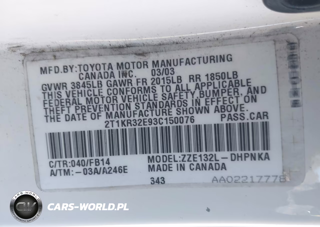 2003 Toyota Matrix Xr VIN:2T1KR32E93C150076 - 9