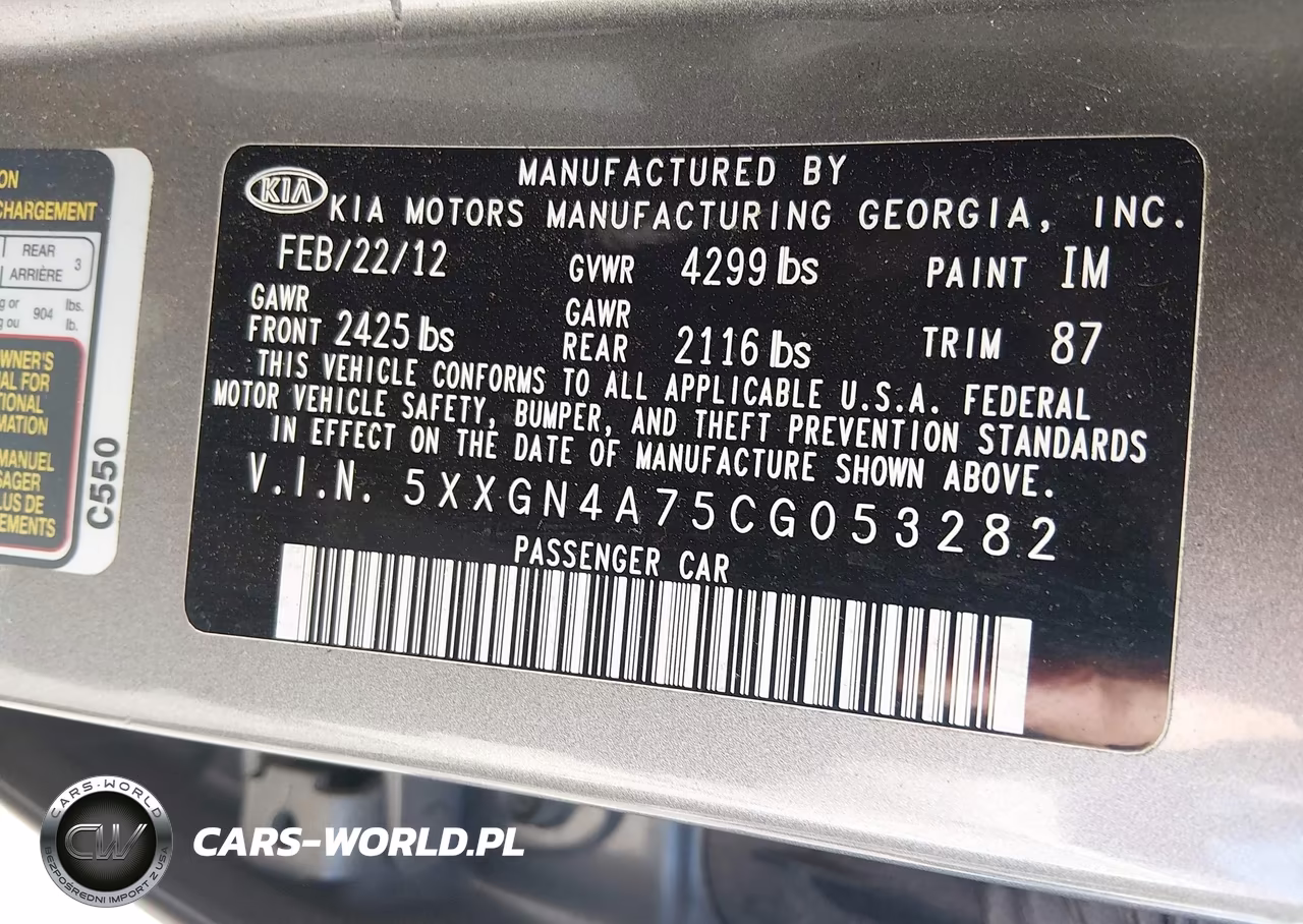 2012 Kia Optima Ex VIN:5XXGN4A75CG053282 - 9