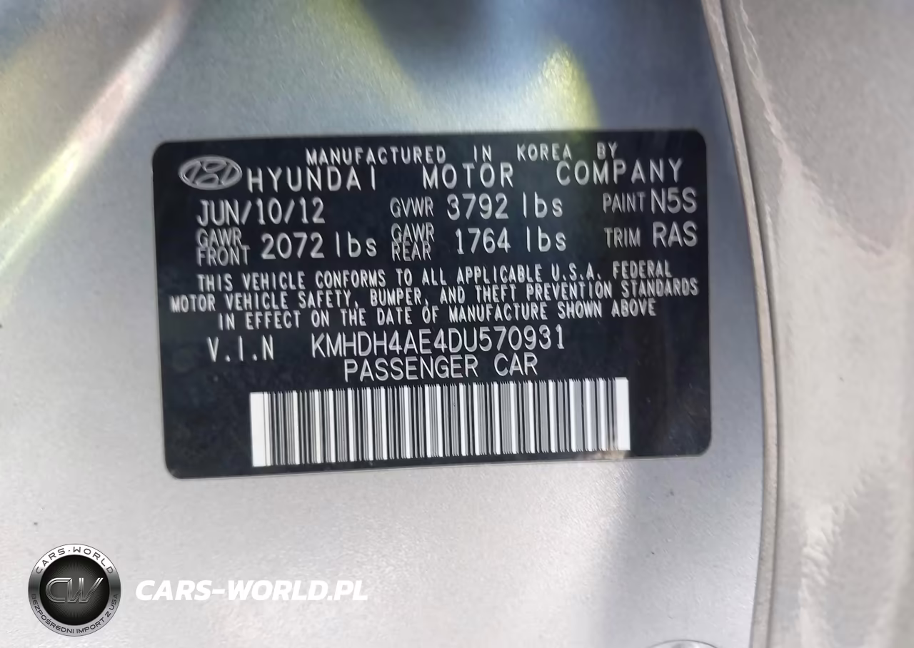 2013 Hyundai Elantra Gls VIN:KMHDH4AE4DU570931 - 12