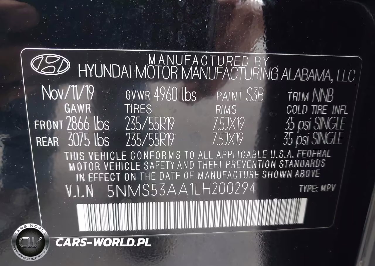 2020 Hyundai Santa Fe Limited 2.0T VIN:5NMS53AA1LH200294 - 9