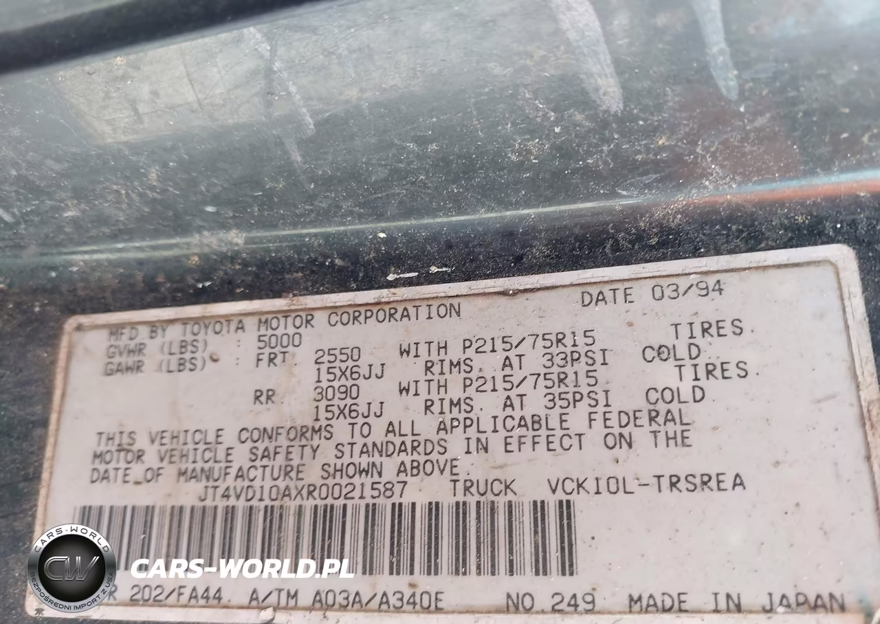 1994 Toyota T100 Dx VIN:JT4VD10AXR0021587 - 9