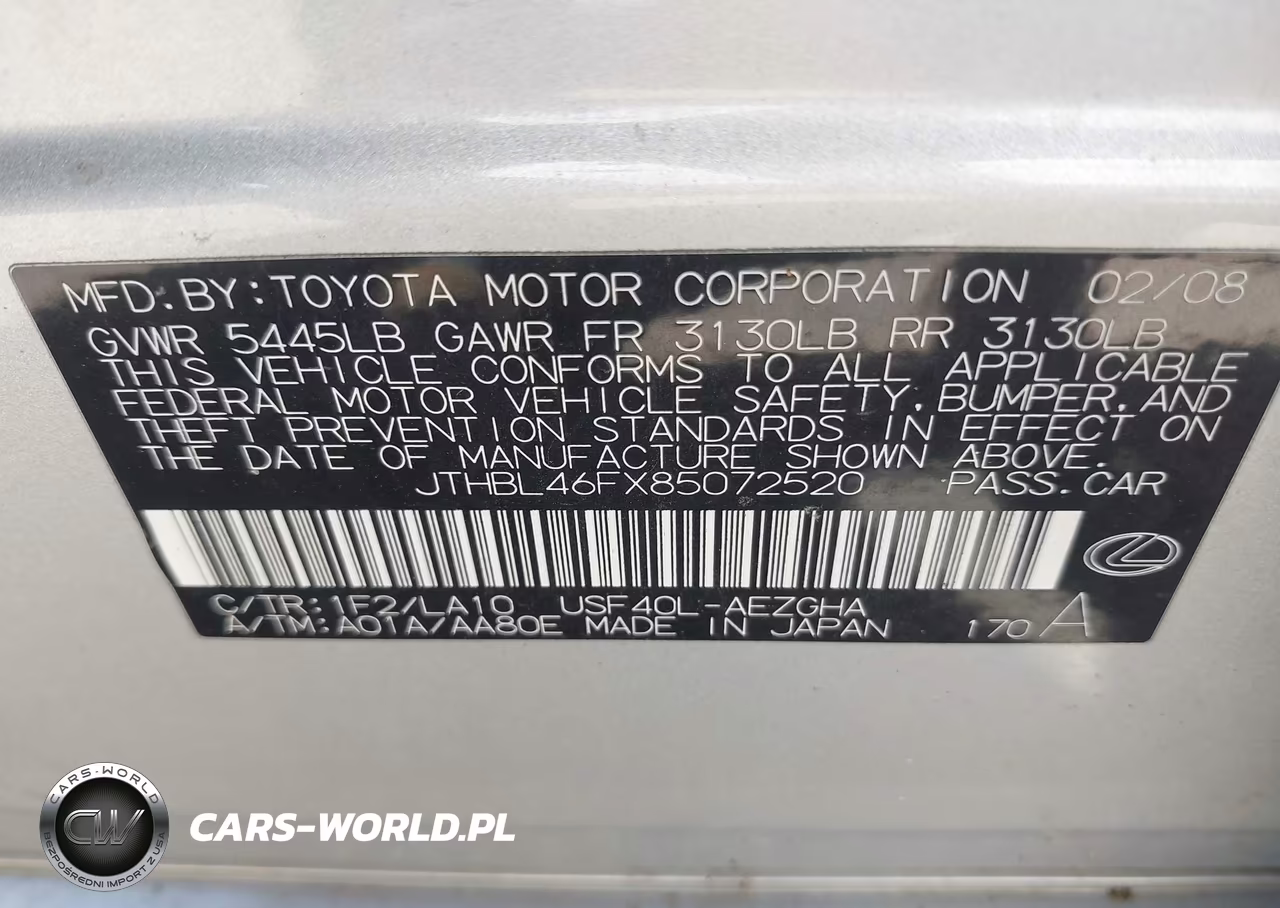 2008 Lexus Ls 460 VIN:JTHBL46FX85072520 - 9