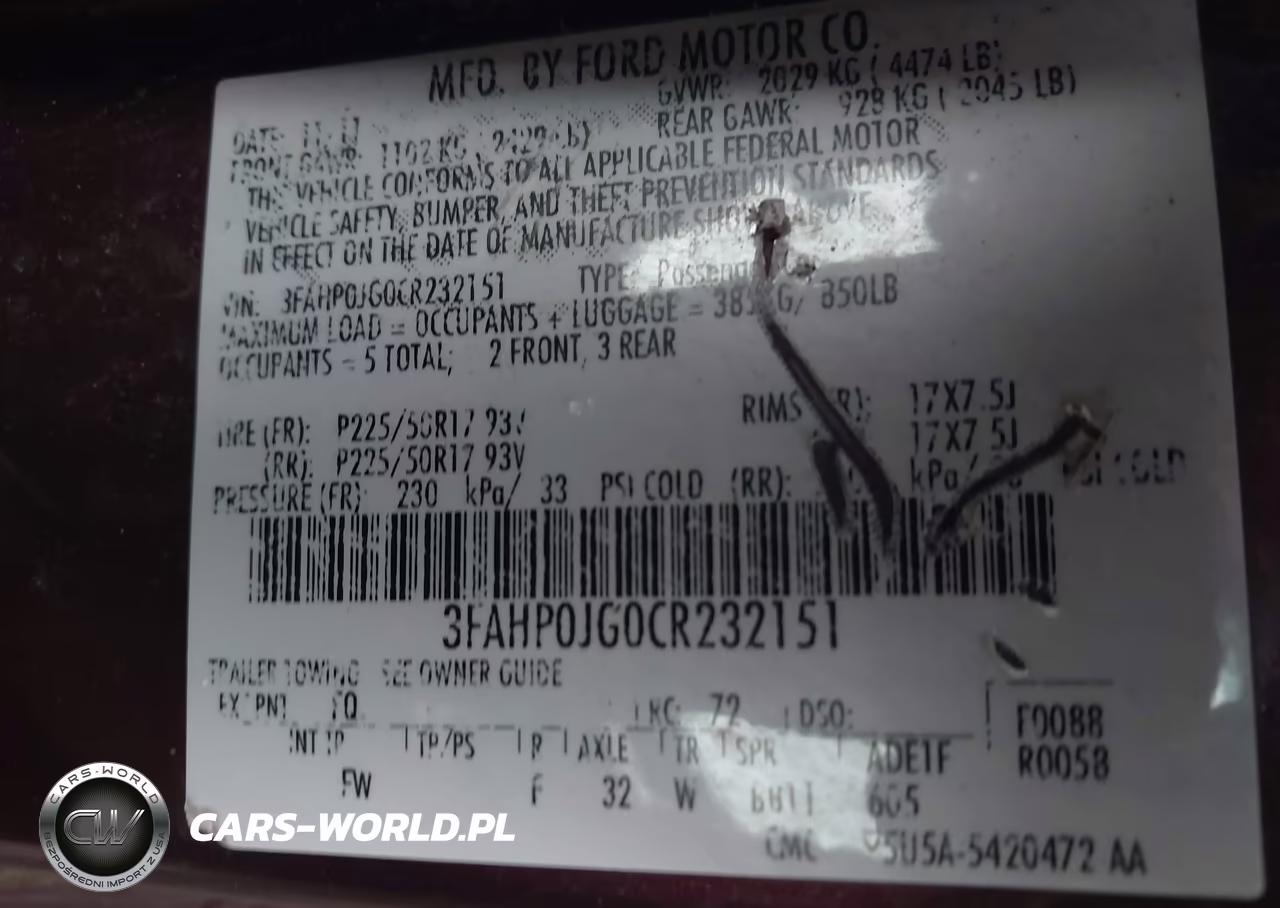 2012 Ford Fusion Sel VIN:3FAHP0JG0CR232151 - 9