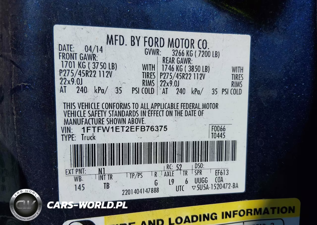 2014 Ford F-150 Limited VIN:1FTFW1ET2EFB76375 - 9