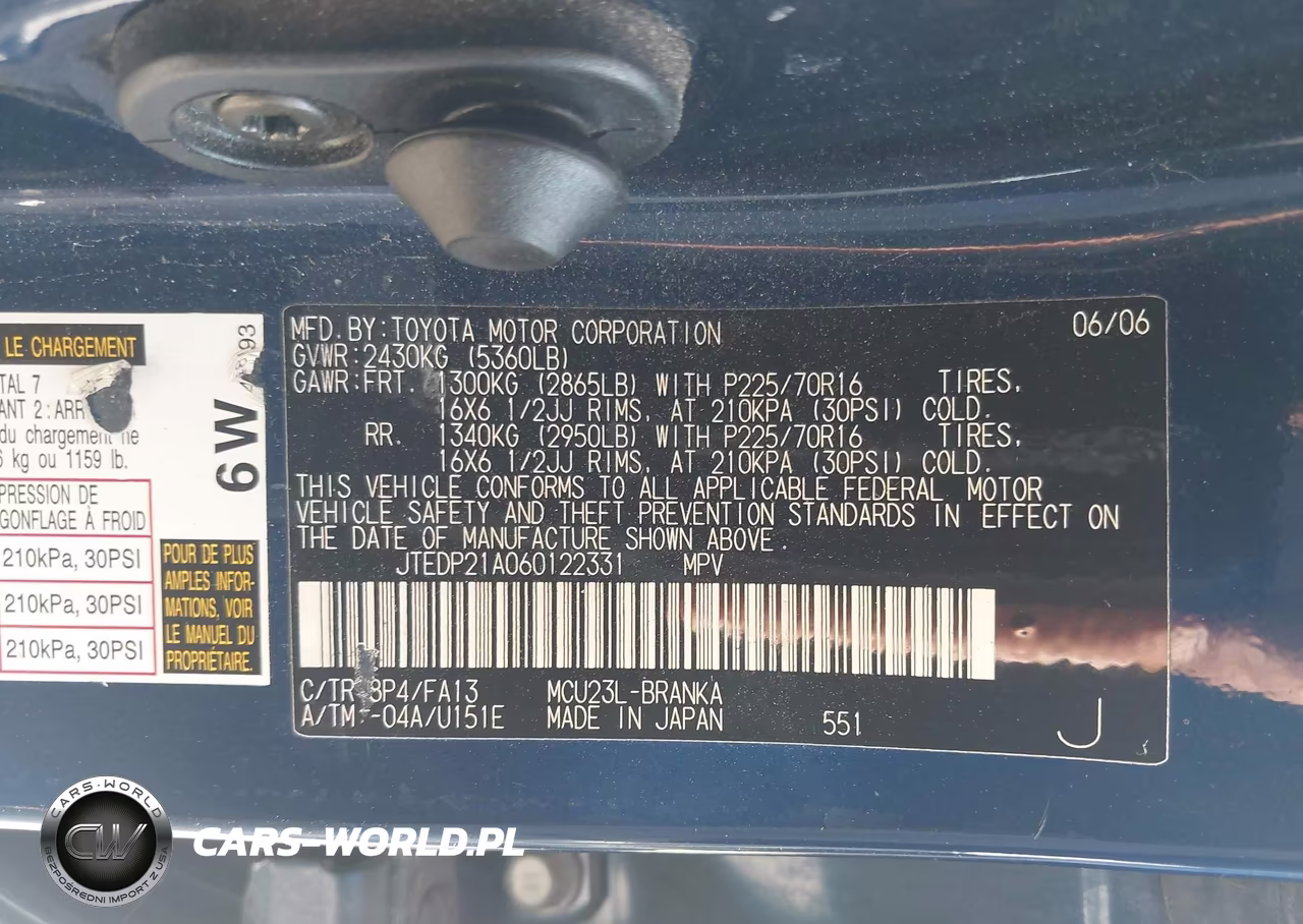 2006 Toyota Highlander V6 VIN:JTEDP21A060122331 - 9