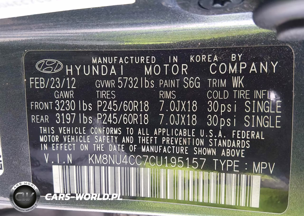 2012 Hyundai Veracruz Limited VIN:KM8NU4CC7CU195157 - 9
