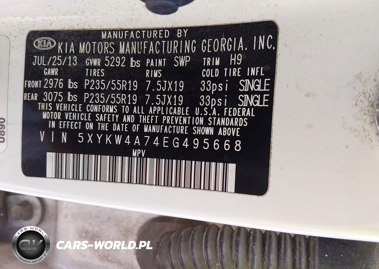 2014 Kia Sorento Sx VIN:5XYKW4A74EG495668 - 9