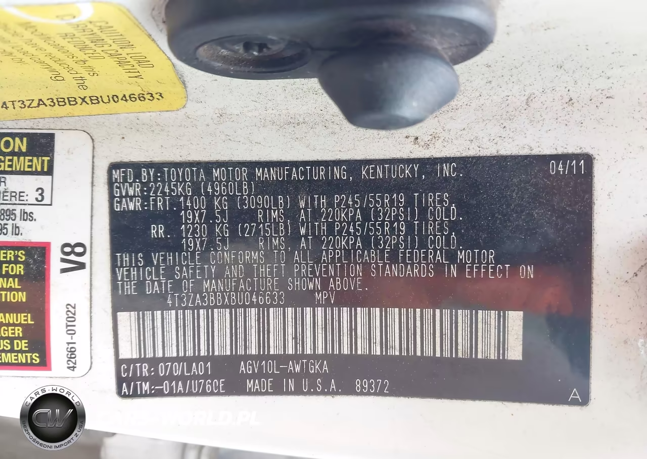 2011 Toyota Venza VIN:4T3ZA3BBXBU046633 - 9