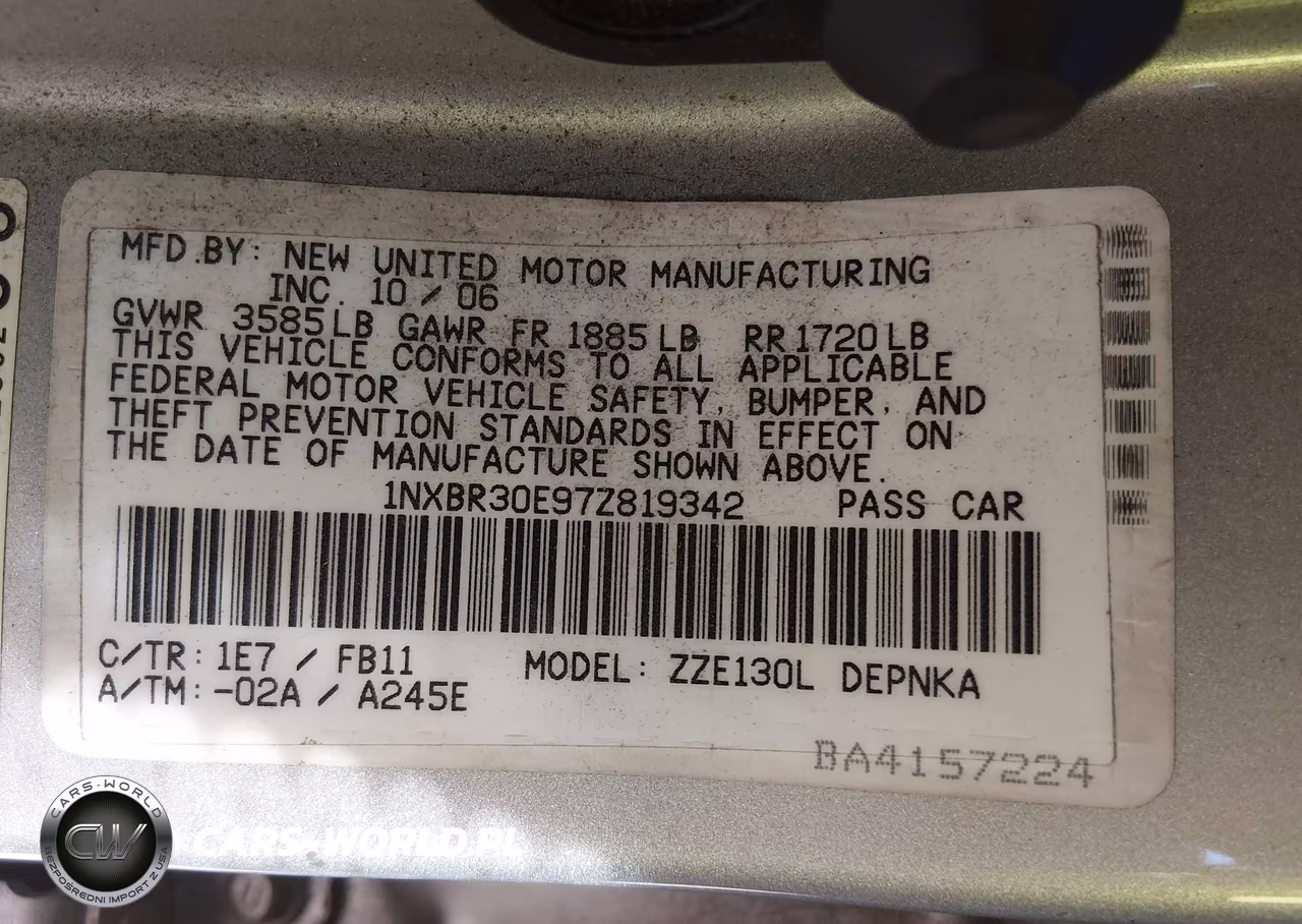 2007 Toyota Corolla Le VIN:1NXBR30E97Z819342 - 9