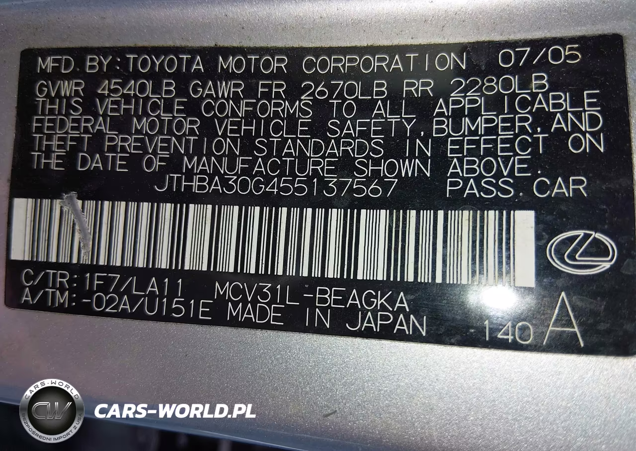 2005 Lexus Es 330 VIN:JTHBA30G455137567 - 9