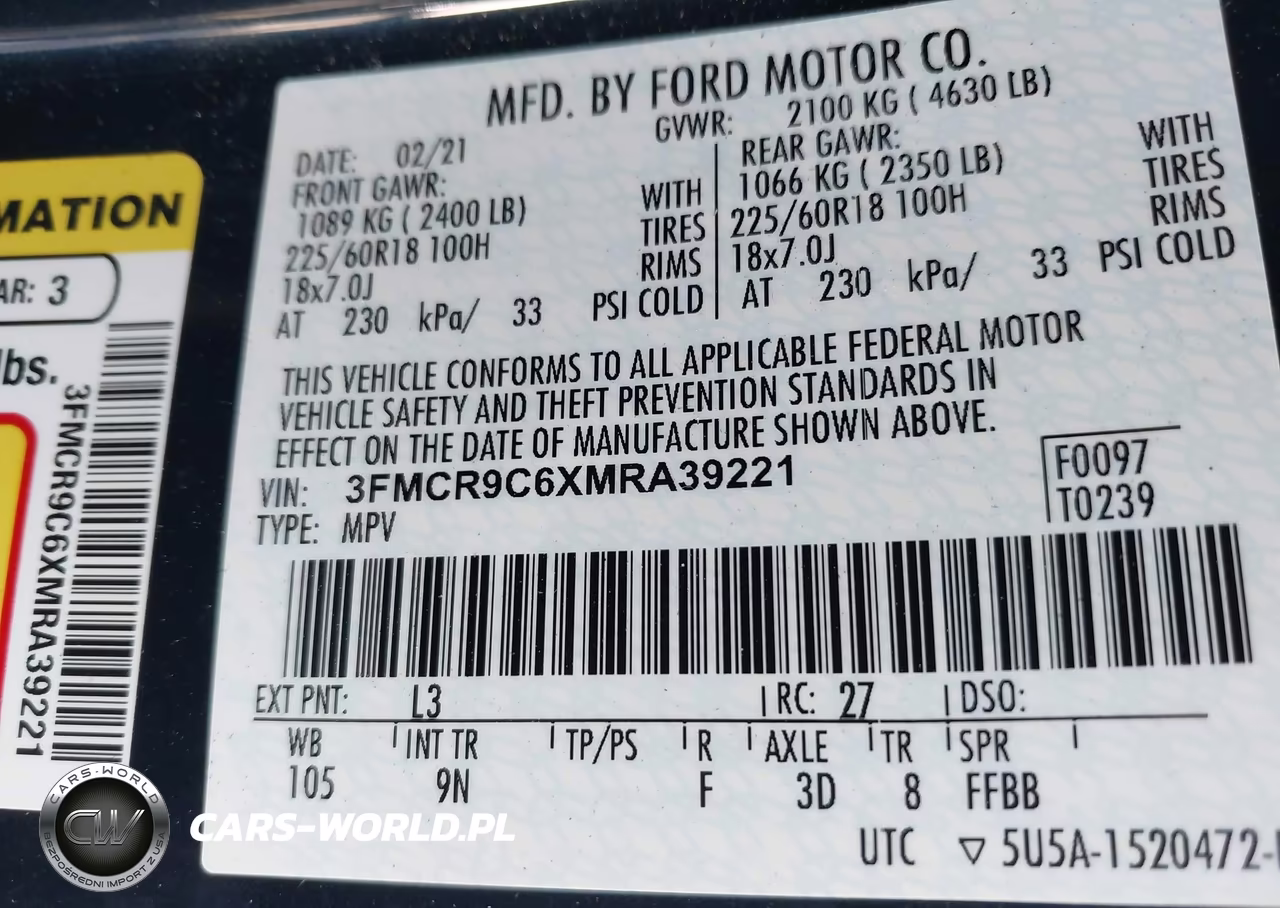 2021 Ford Bronco Sport Outer Banks VIN:3FMCR9C6XMRA39221 - 9