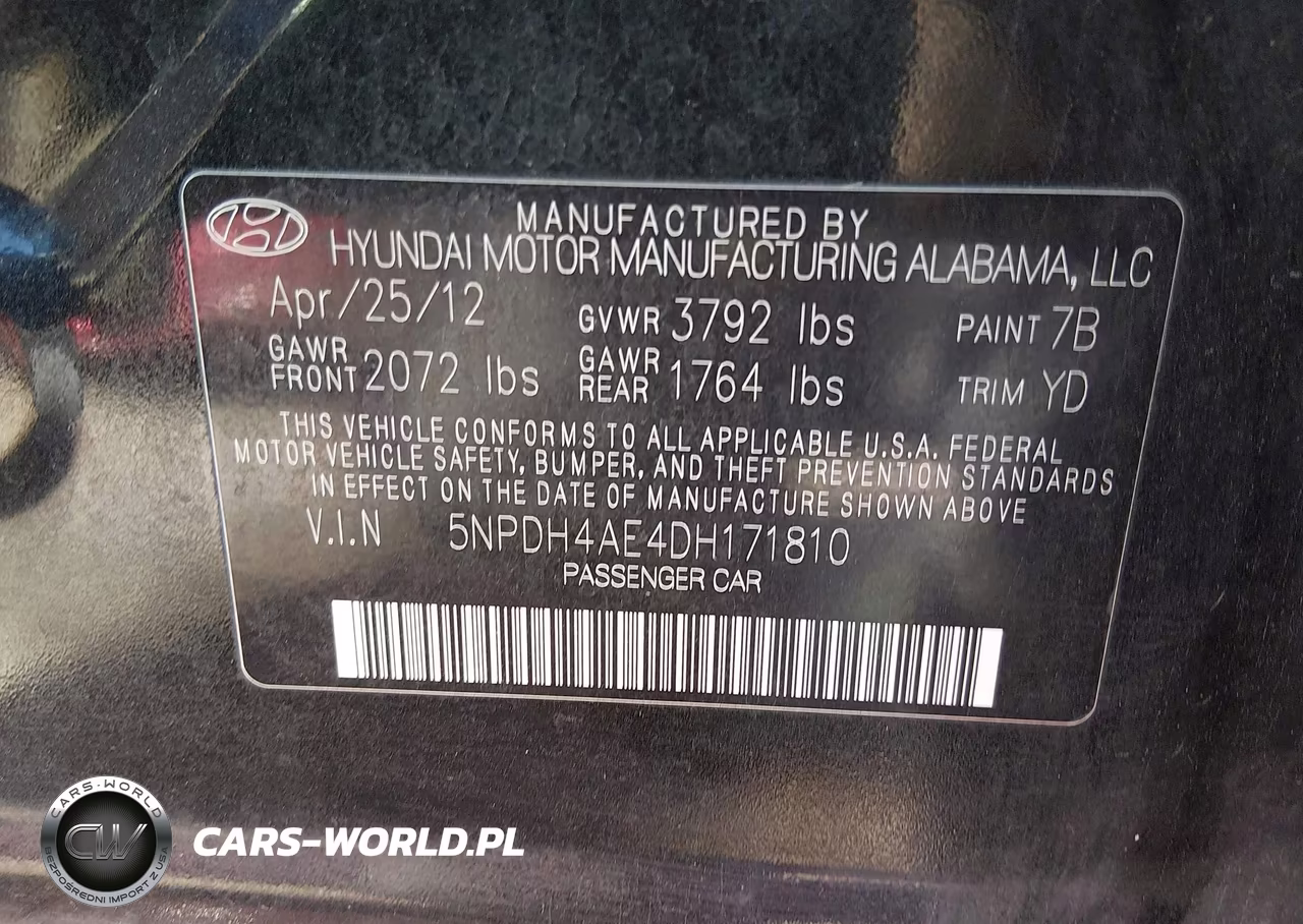 2013 Hyundai Elantra Limited VIN:5NPDH4AE4DH171810 - 8