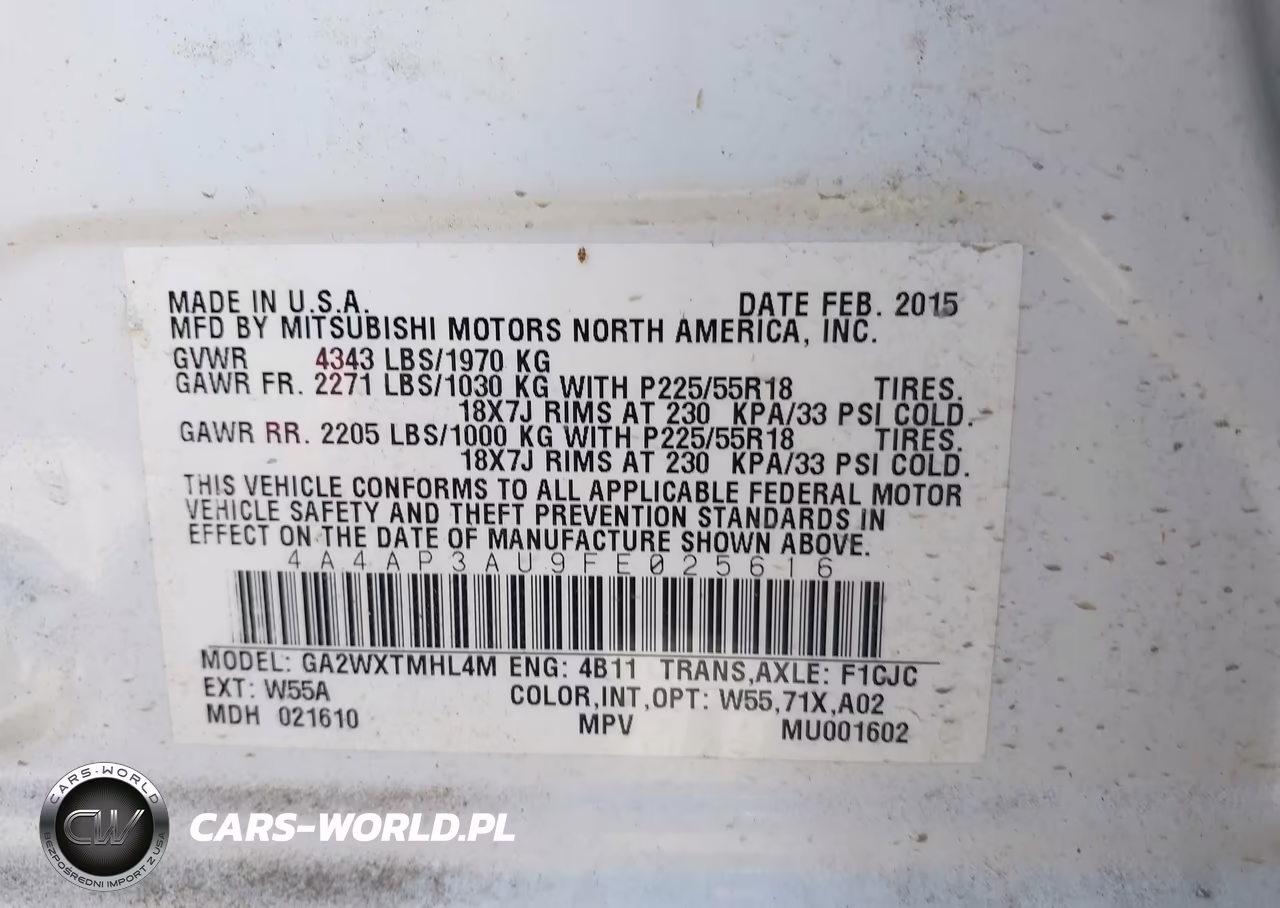 2015 Mitsubishi Outlander Sport Es VIN:4A4AP3AU9FE025616 - 9