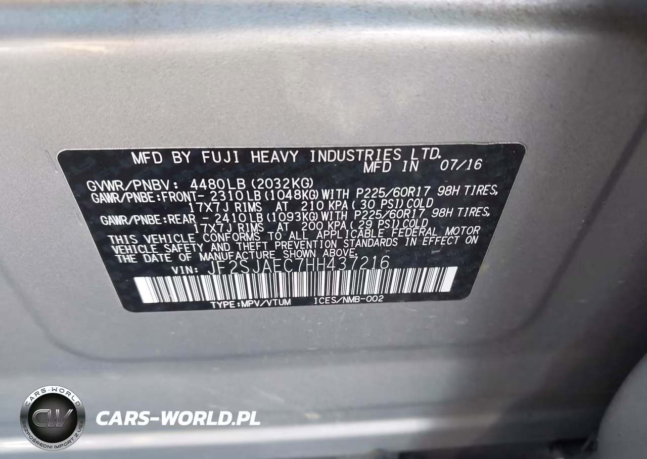 2017 Subaru Forester 2.5I Premium VIN:JF2SJAEC7HH437216 - 9
