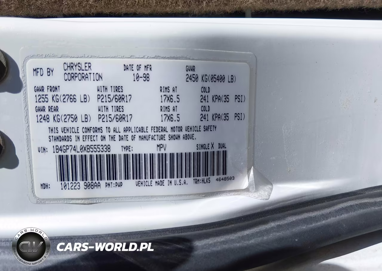 1999 Dodge Grand Caravan Es VIN:1B4GP74L0XB555338 - 9