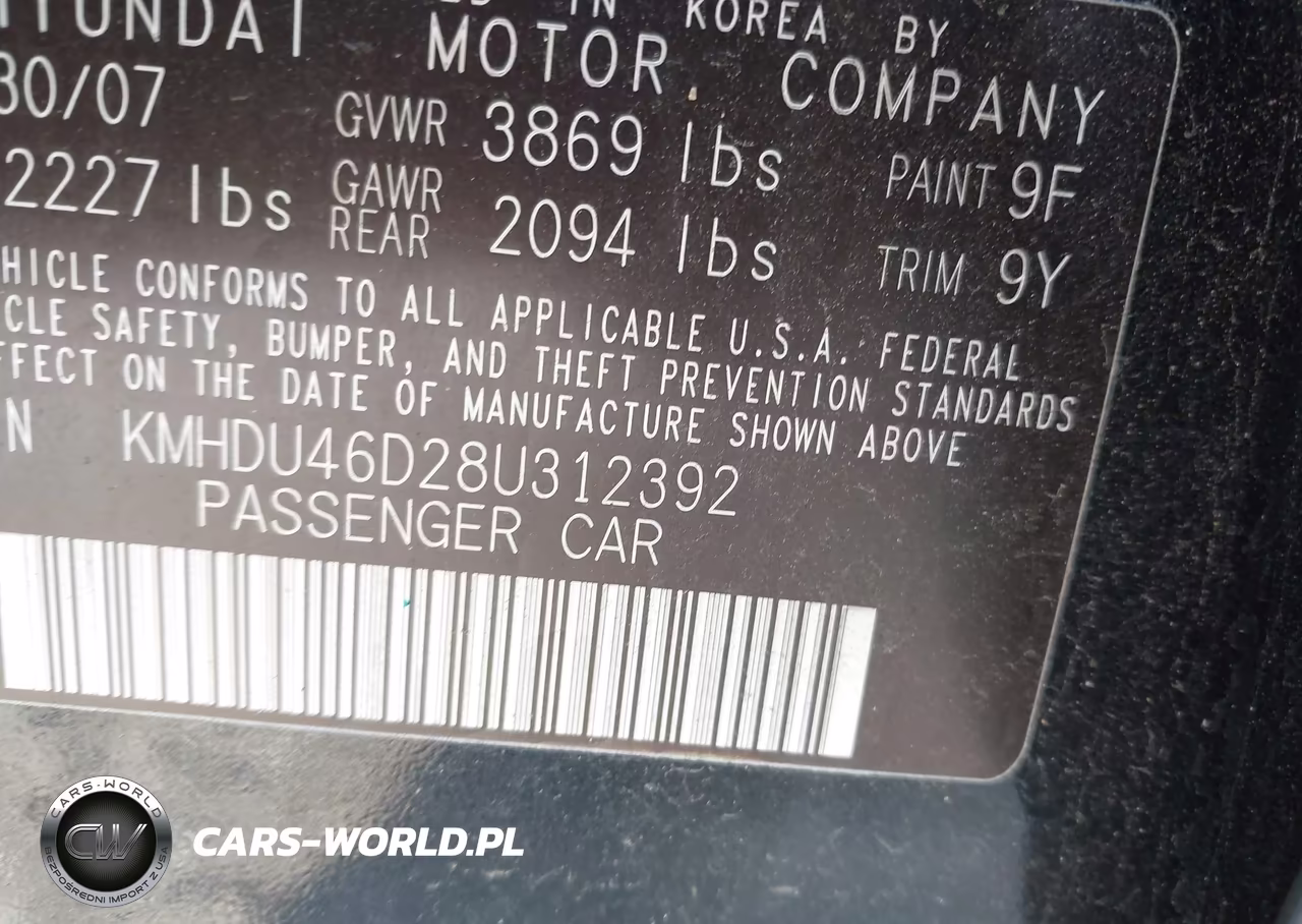 2008 Hyundai Elantra Gls-Se VIN:KMHDU46D28U312392 - 9