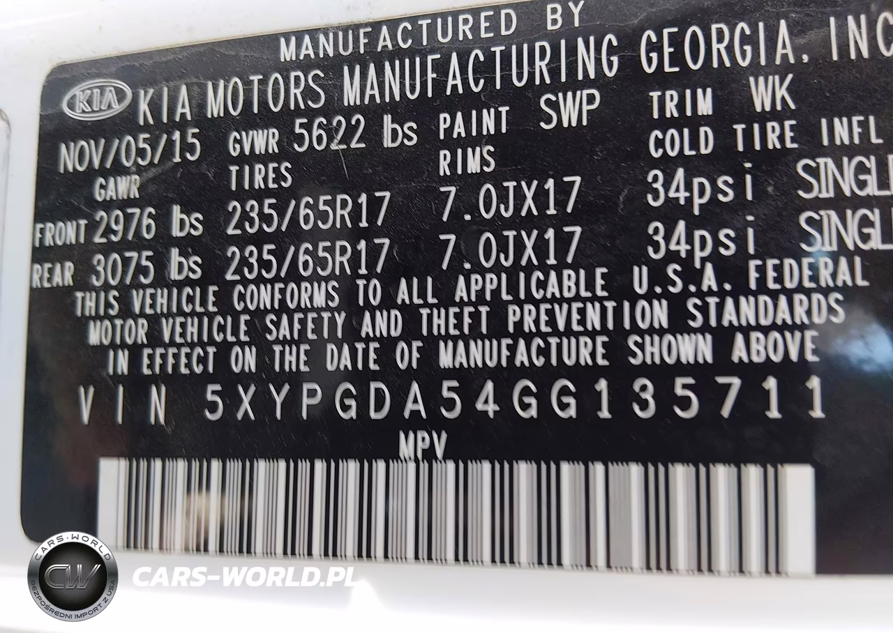 2016 Kia Sorento 3.3L Lx VIN:5XYPGDA54GG135711 - 9