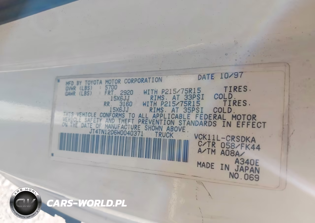 1998 Toyota T100 Dx V6 VIN:JT4TN12D6W0040371 - 9