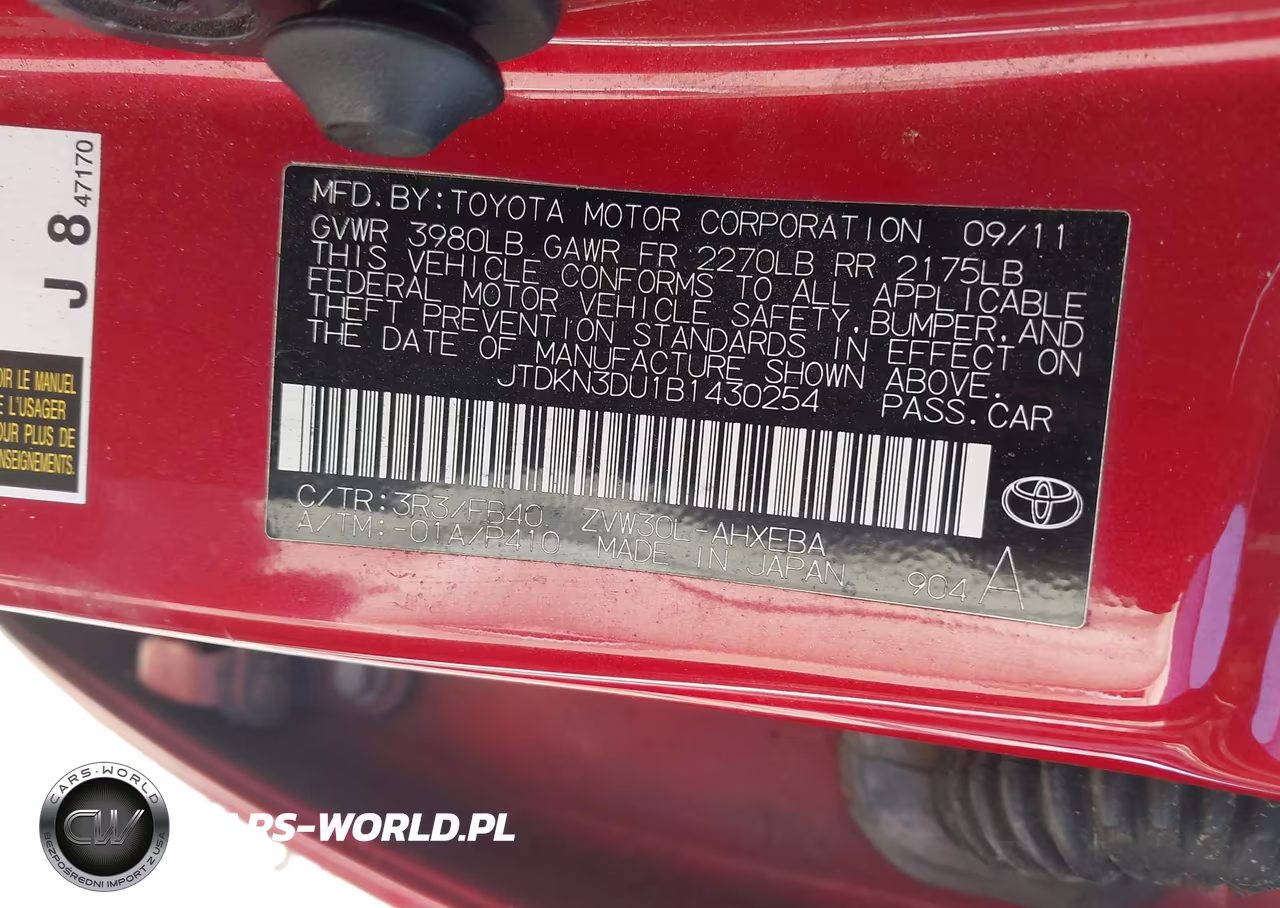 2011 Toyota Prius Two VIN:JTDKN3DU1B1430254 - 9