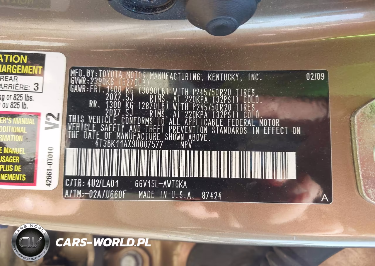 2009 Toyota Venza Base V6 VIN:4T3BK11AX9U007577 - 9