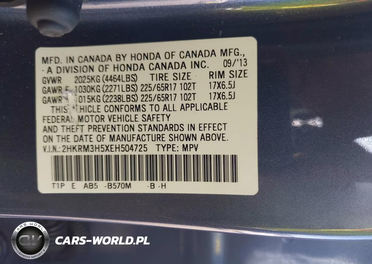 2014 Honda Cr-V Ex VIN:2HKRM3H5XEH504725 - 9