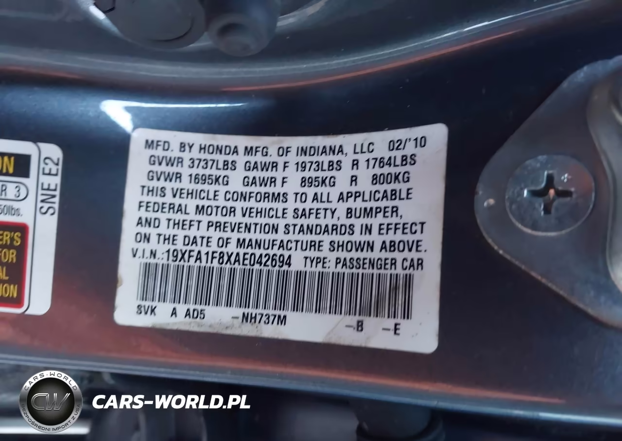 2010 Honda Civic Ex VIN:19XFA1F8XAE042694 - 9