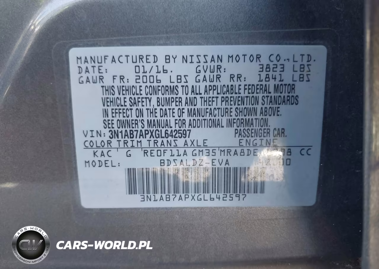 2016 Nissan Sentra Fe+ S-S-Sl-Sr-Sv VIN:3N1AB7APXGL642597 - 12