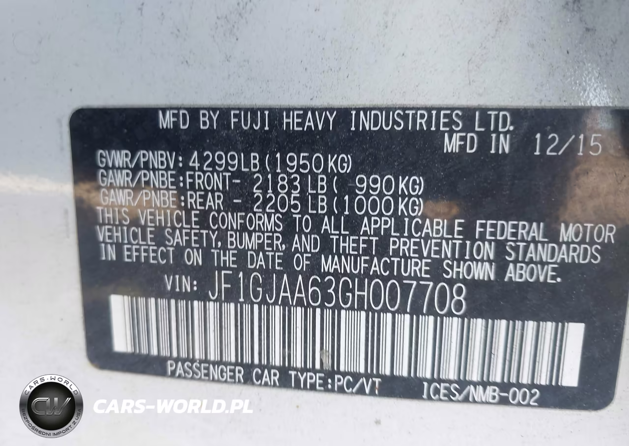 2016 Subaru Impreza 2.0I VIN:JF1GJAA63GH007708 - 9