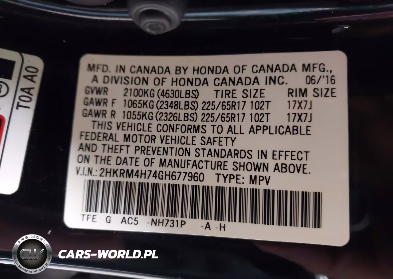 2016 Honda Cr-V Ex-L VIN:2HKRM4H74GH677960 - 9