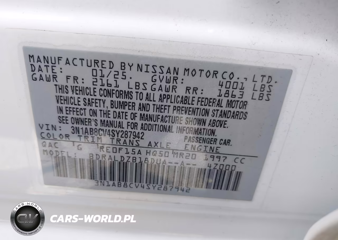 2025 Nissan Sentra Sv VIN:3N1AB8CV4SY287942 - 9