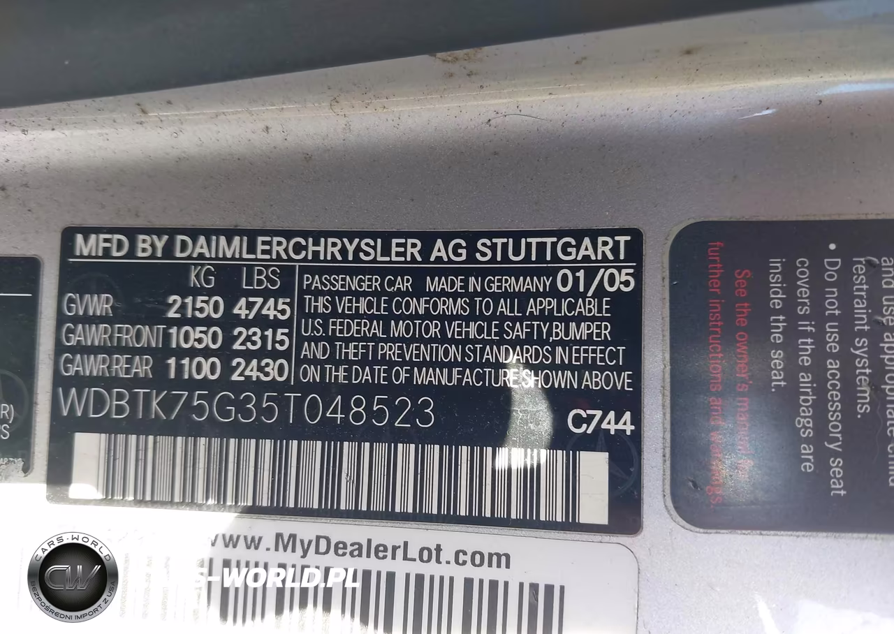 2005 Mercedes-Benz Clk 500 VIN:WDBTK75G35T048523 - 9