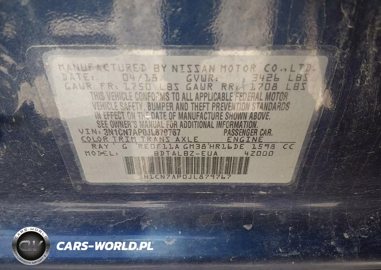 2018 Nissan Versa 1.6 Sv VIN:3N1CN7AP0JL879767 - 9
